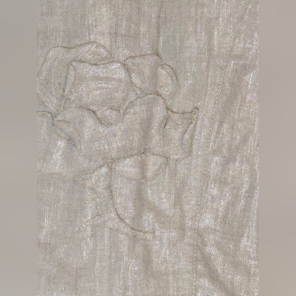 Linen Floral Bohemian Cropped Lined Blazer Quiet Luxury Neutral Size 10 - Picture 7 of 12